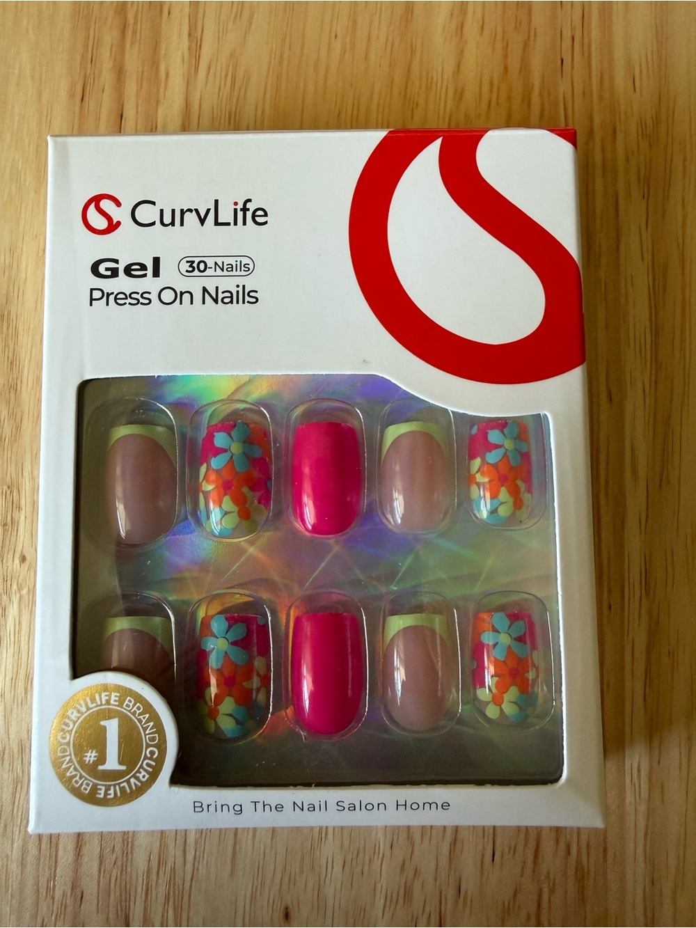 Pink Floral Gel Press-On Nails – 30 Pack